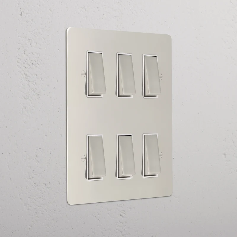6G Two Way Rocker Switch - Polished Nickel | White