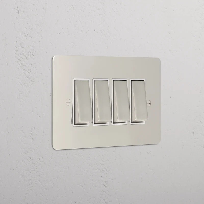 4G Two Way Rocker Switch - Polished Nickel | White