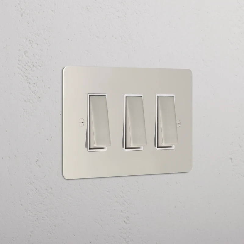 3G Two Way Rocker Switch - Polished Nickel | White