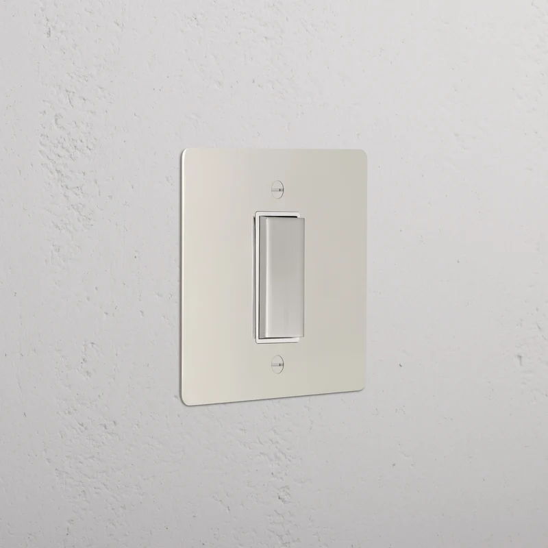 1G Centre Retractive Rocker Switch - Polished Nickel | White