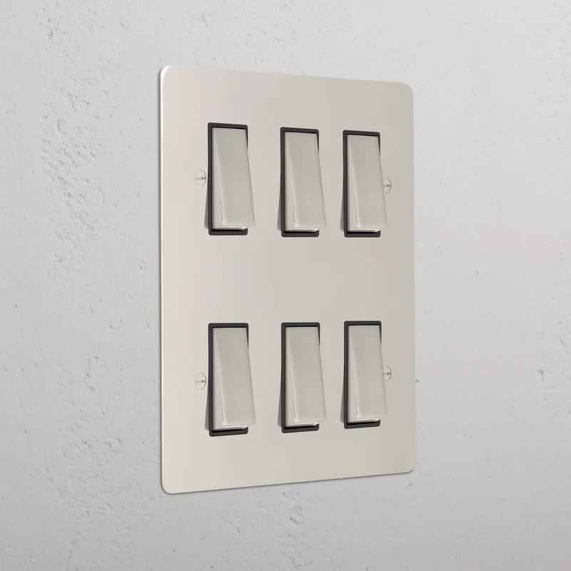 6G Two Way Rocker Switch - Polished Nickel | Black