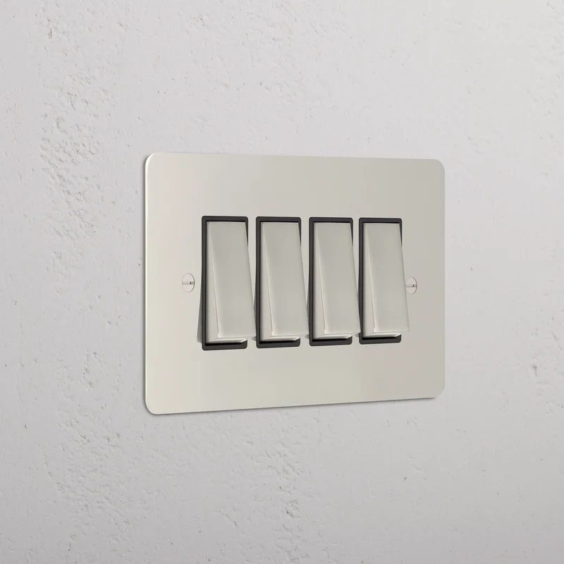 4G Two Way Rocker Switch - Polished Nickel | Black