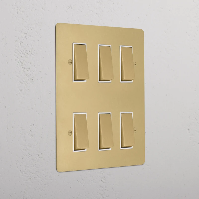 6G Two Way Rocker Switch - Antique Brass | White