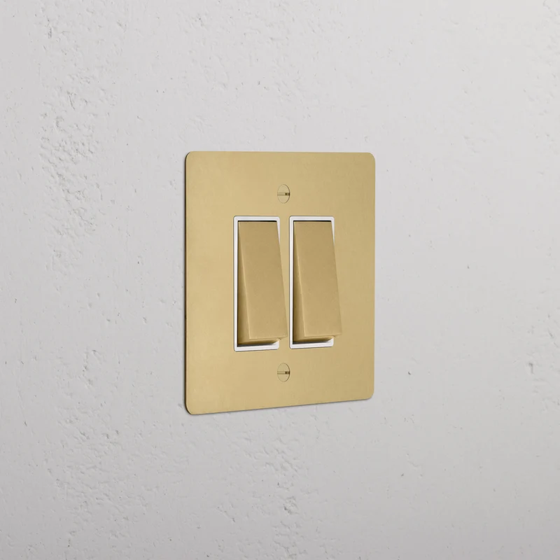 2G Two Way Rocker Switch - Antique Brass | White