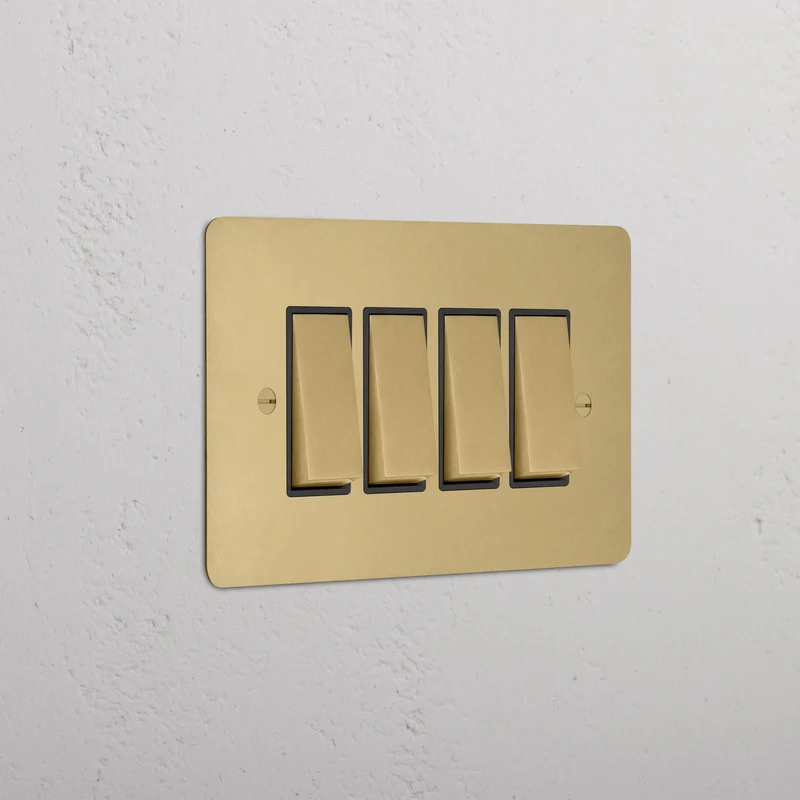4G Two Way Rocker Switch - Antique Brass | Black