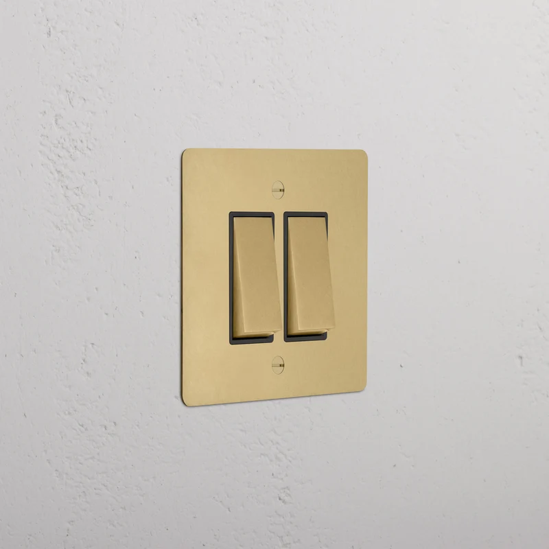 2G Two Way Rocker Switch - Antique Brass | Black