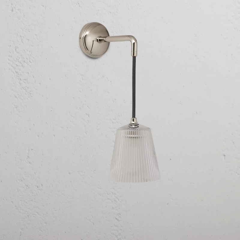 Richmond Small Hanging Wall Light Fluted Glass - Polished Nickel