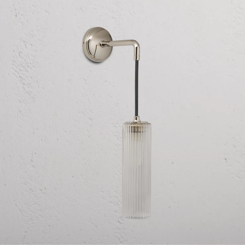 Claremont Small Hanging Wall Light Fluted Glass - Polished Nickel