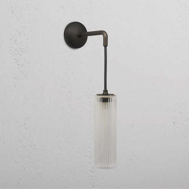 Claremont Small Hanging Wall Light Fluted Glass - Bronze