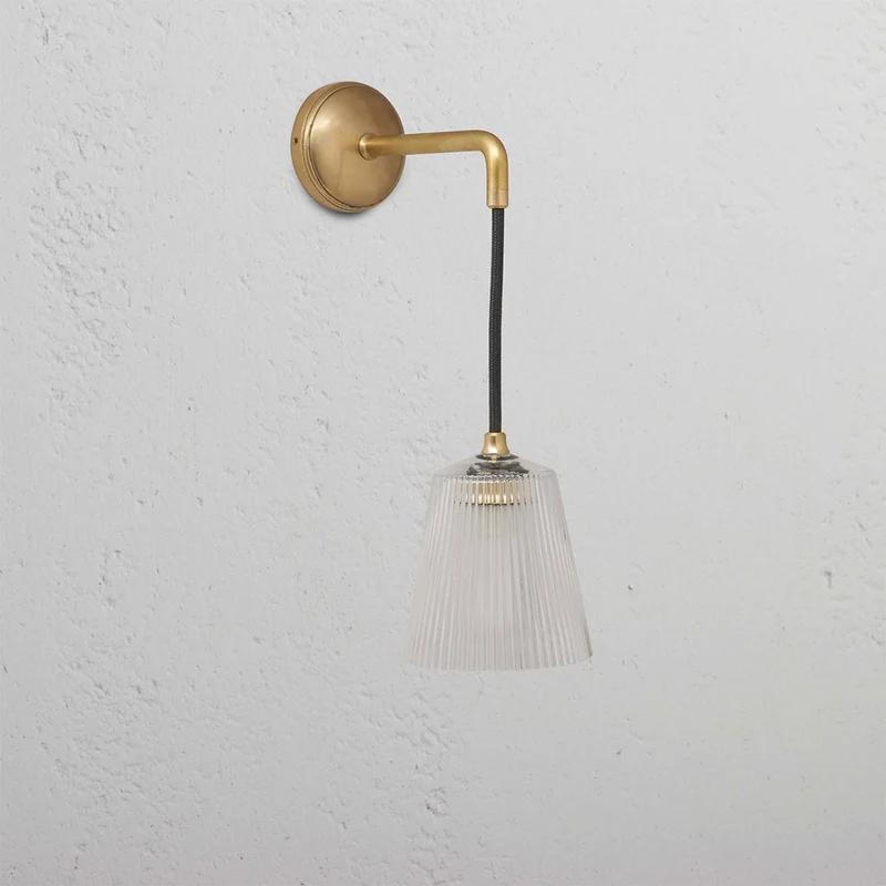 Richmond Small Hanging Wall Light Fluted Glass - Antique Brass