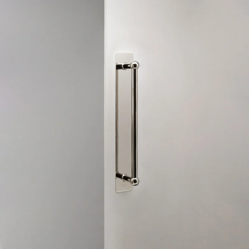 Harper Single Pull Handle with Plate 320mm - Polished Nickel