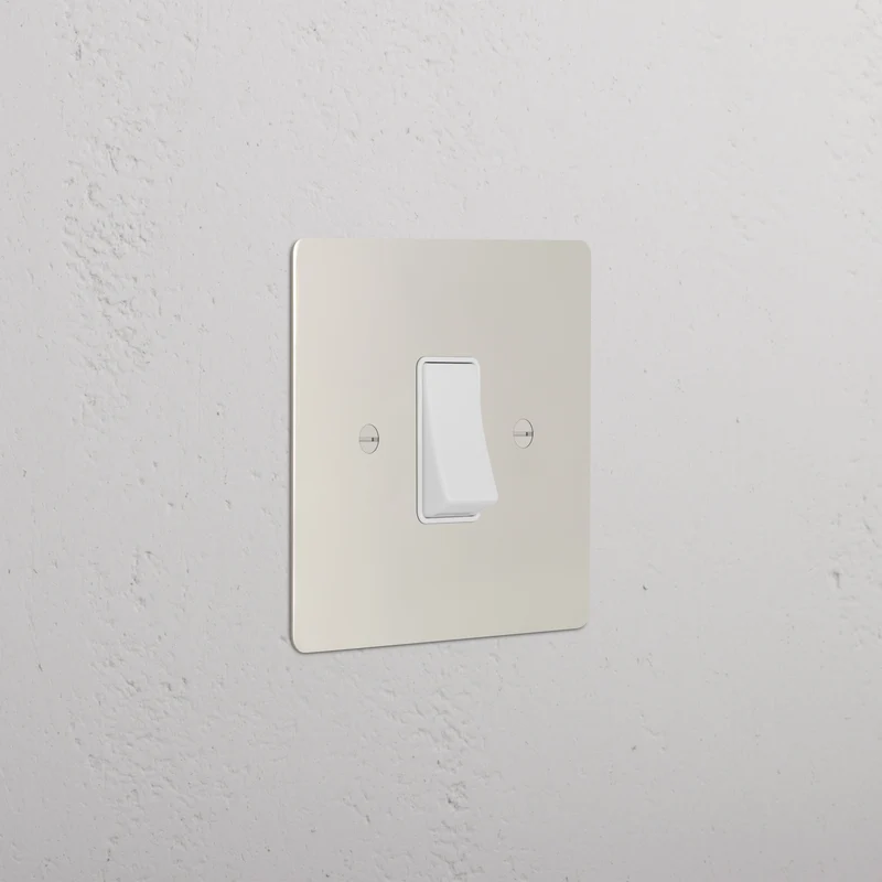Single 45A Cooker Switch - Polished Nickel | White