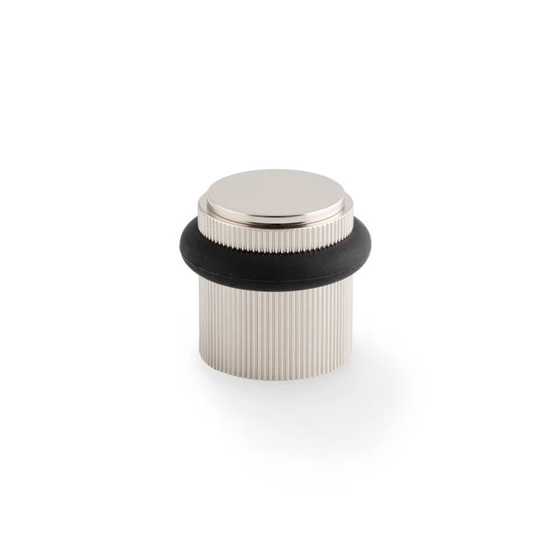Brunel Floor Reeded | Dörrstopp i Blank Nickel