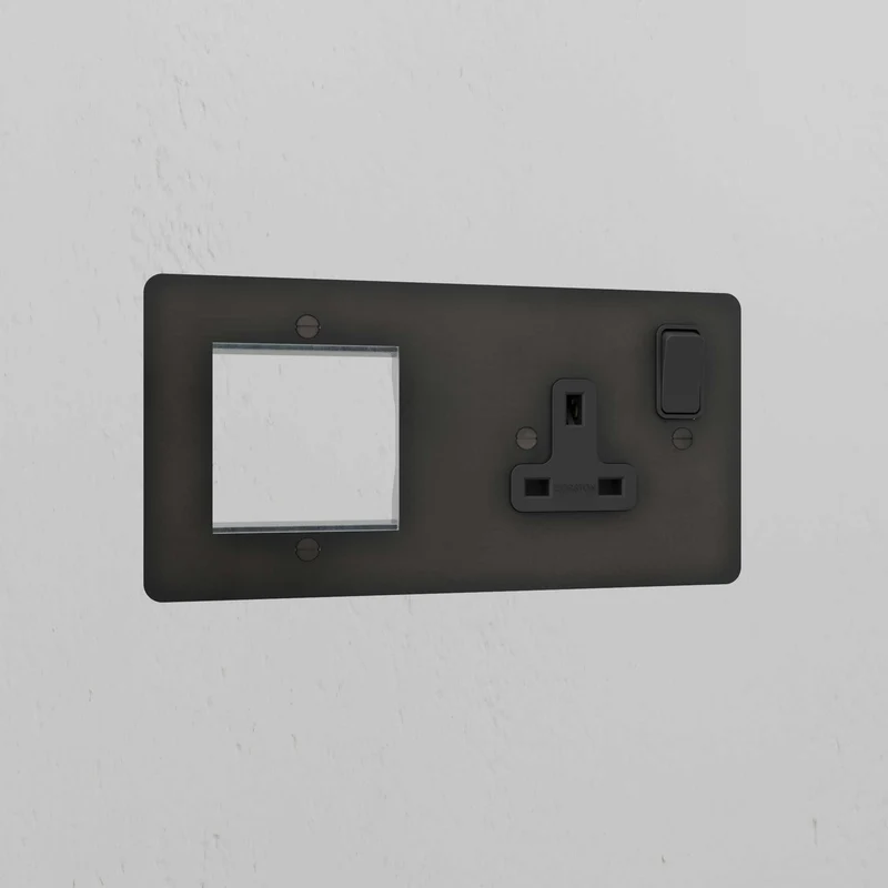 50mm Module & Single Socket Plate - Bronze | Black