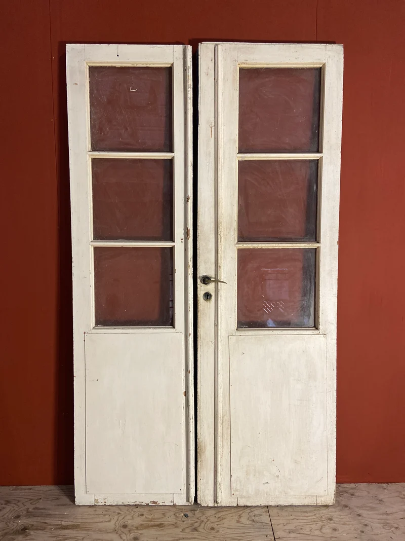 Pardörr med glas, 210 x 120, 2 speglar, 6 rutor (Nr 9)