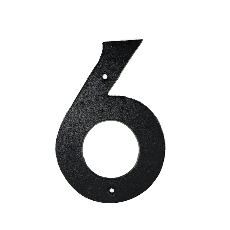 Fasadsiffra 6 i gjutjärn 16 cm