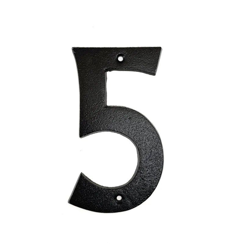 Fasadsiffra 5 i gjutjärn 16 cm