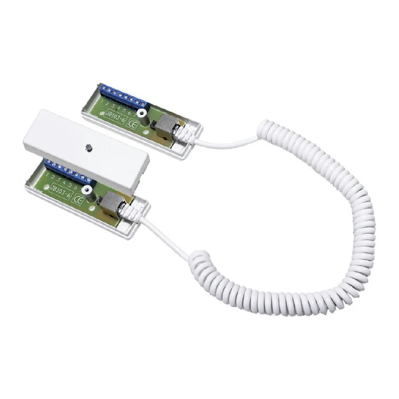 Kabelöverföring DL 6A RJ12 spiralkabel i PUR 250cm vit