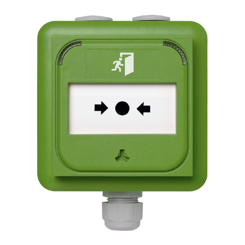 Larmknapp LED adresserbar isolator infälld/utanpå IP67 grön