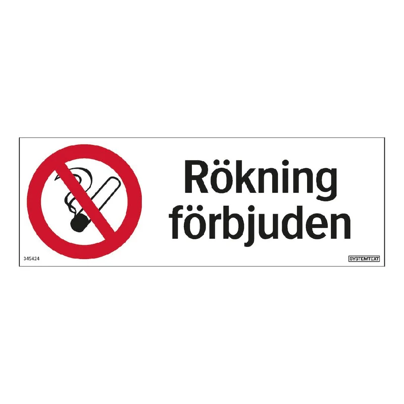 Skylt Rökning förbjuden hårdplast 297x105mm