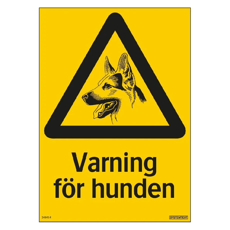 Skylt Varning för hunden 210x297mm