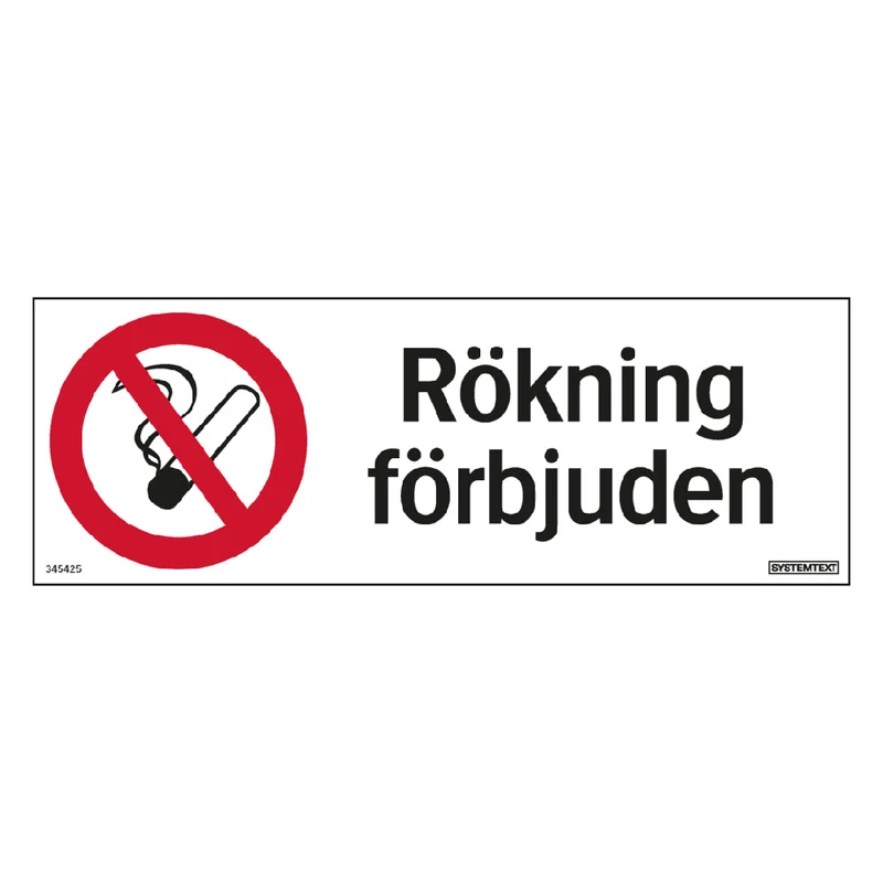 Skylt Rökning förbjuden hårdplast 210x75mm