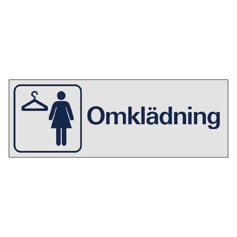 Skylt Omklädning dam aluminium