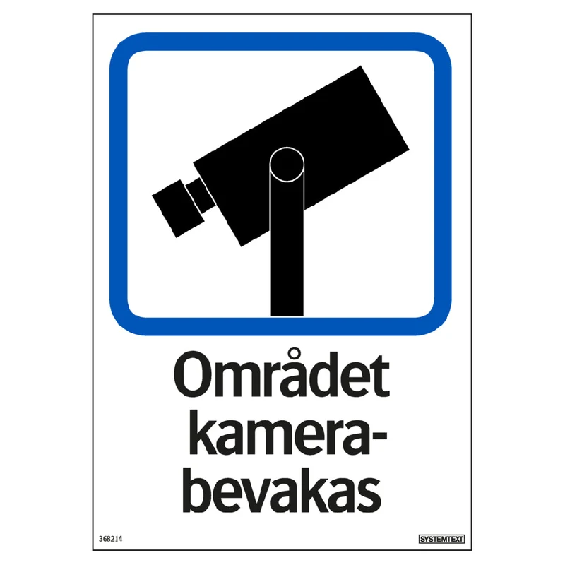 Skylt Området kamerabevakas 210x297mm