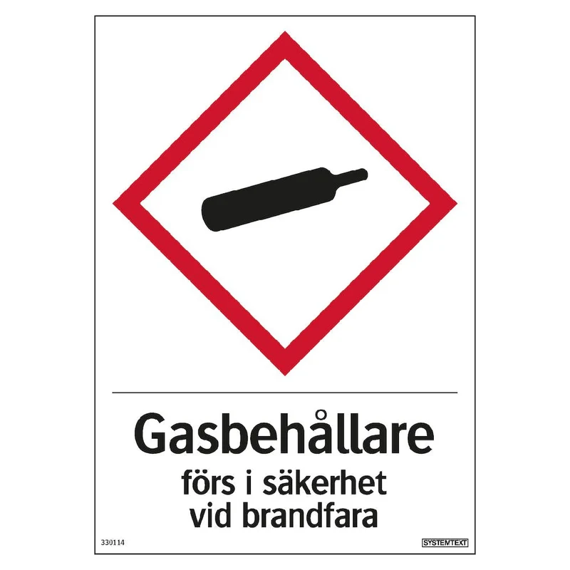 Skylt Gasbehållare 210x297mm plast