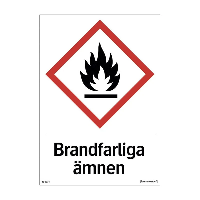 Skylt Brandfarliga ämnen 210x297mm